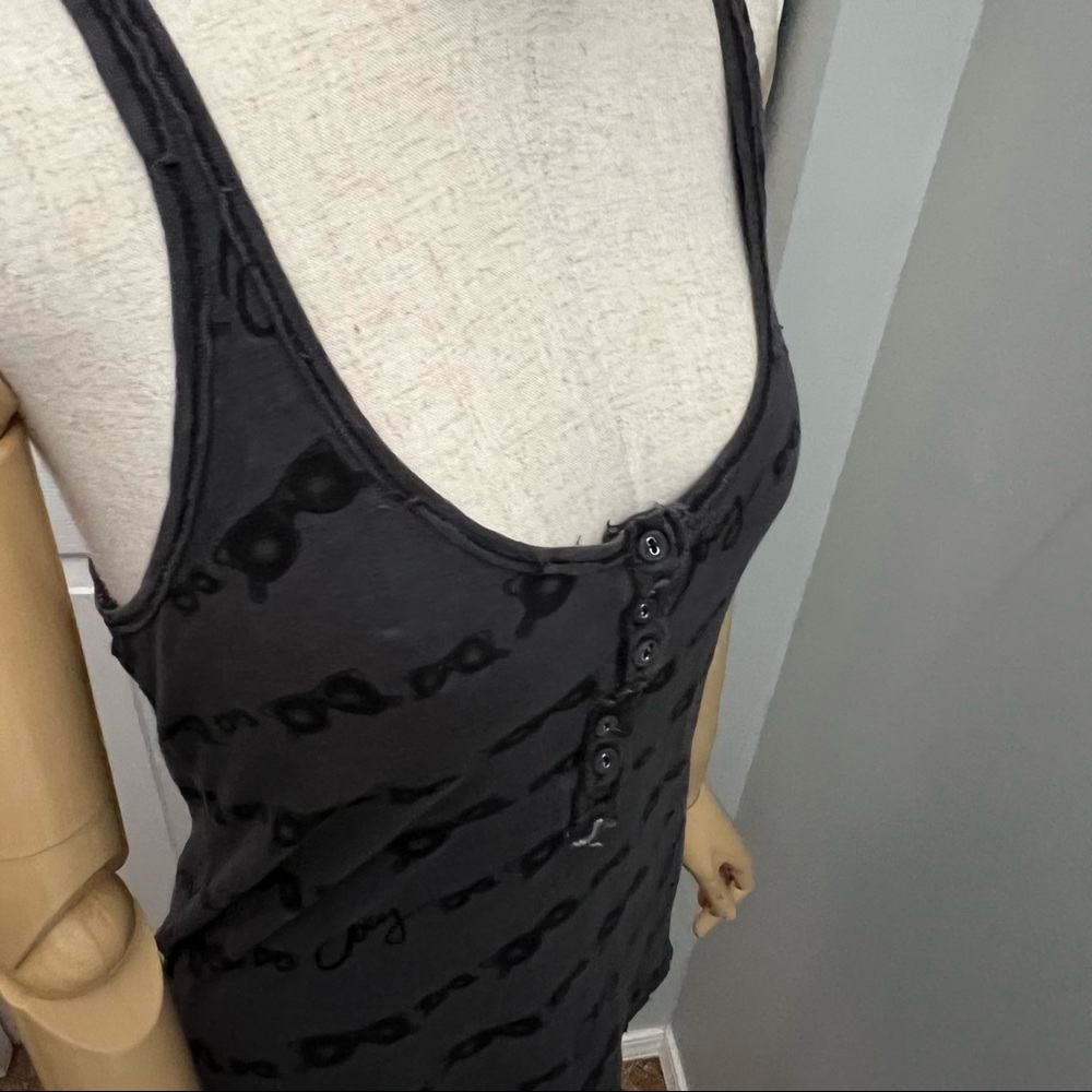 Obey Distressed Grey Black Glasses Patter Slub Racerback Tank Size L - Picture 9 of 15